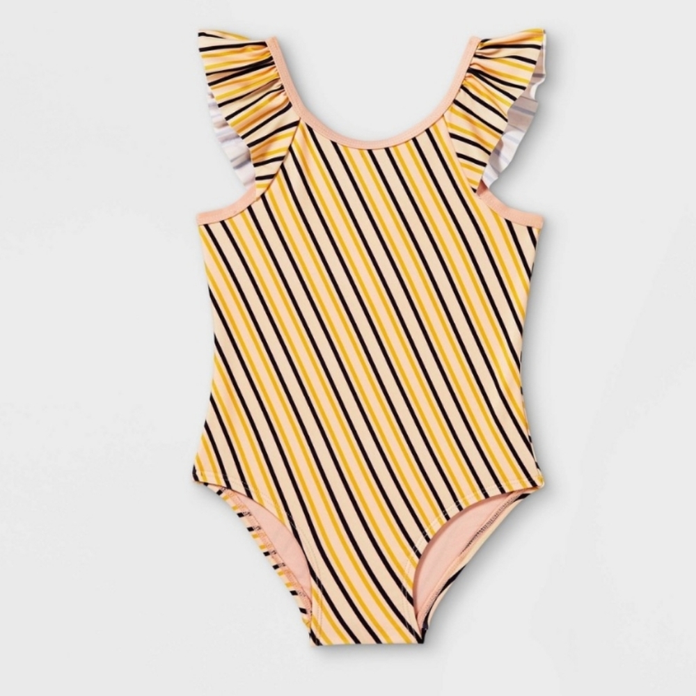 🎯nwt cat & Jack peach stripe one piece swimsuit